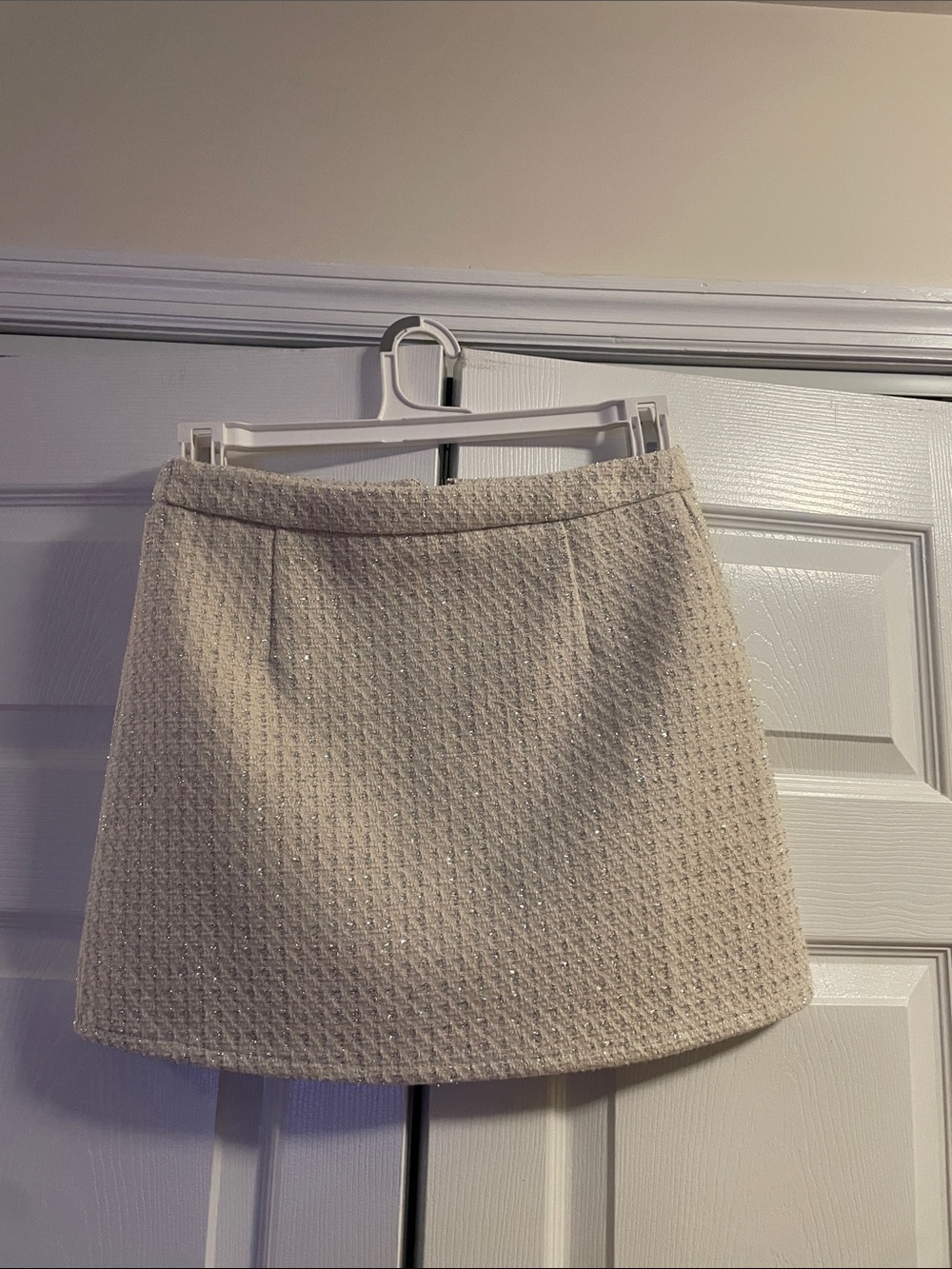 Commense Cream Textured Mini Skirt